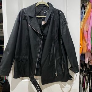 Missguided longline vintage biker jacket size 4 nwt